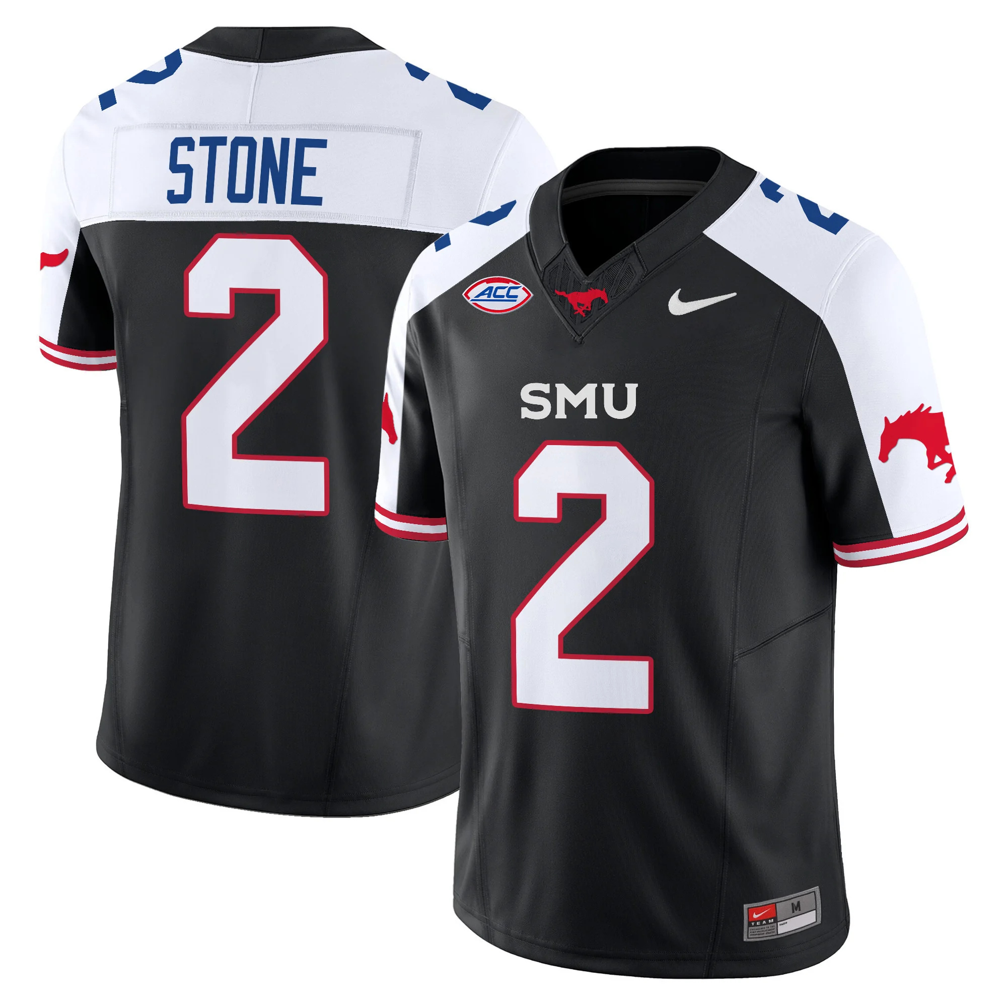 SMU Mustangs Icy Whites Vapor Limited  Football Jersey - All Stitched  BLACK ALTERNATE #2 PRESTON STONE