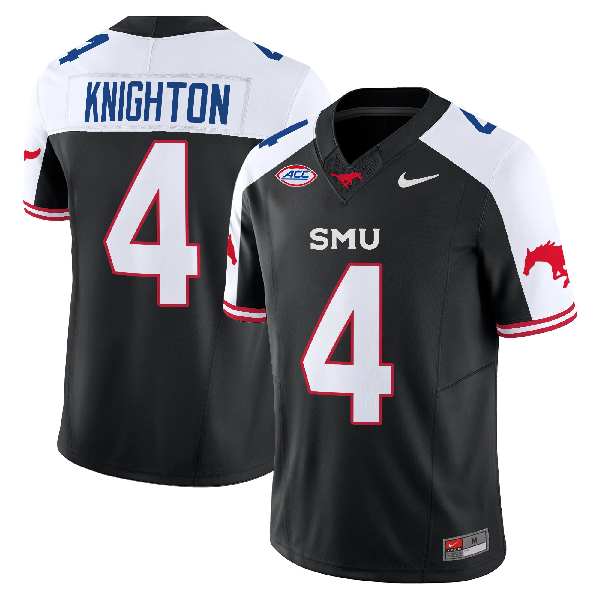 SMU Mustangs Icy Whites Vapor Limited  Football Jersey - All Stitched  BLACK ALTERNATE #4 JAYLAN KNIGHTON