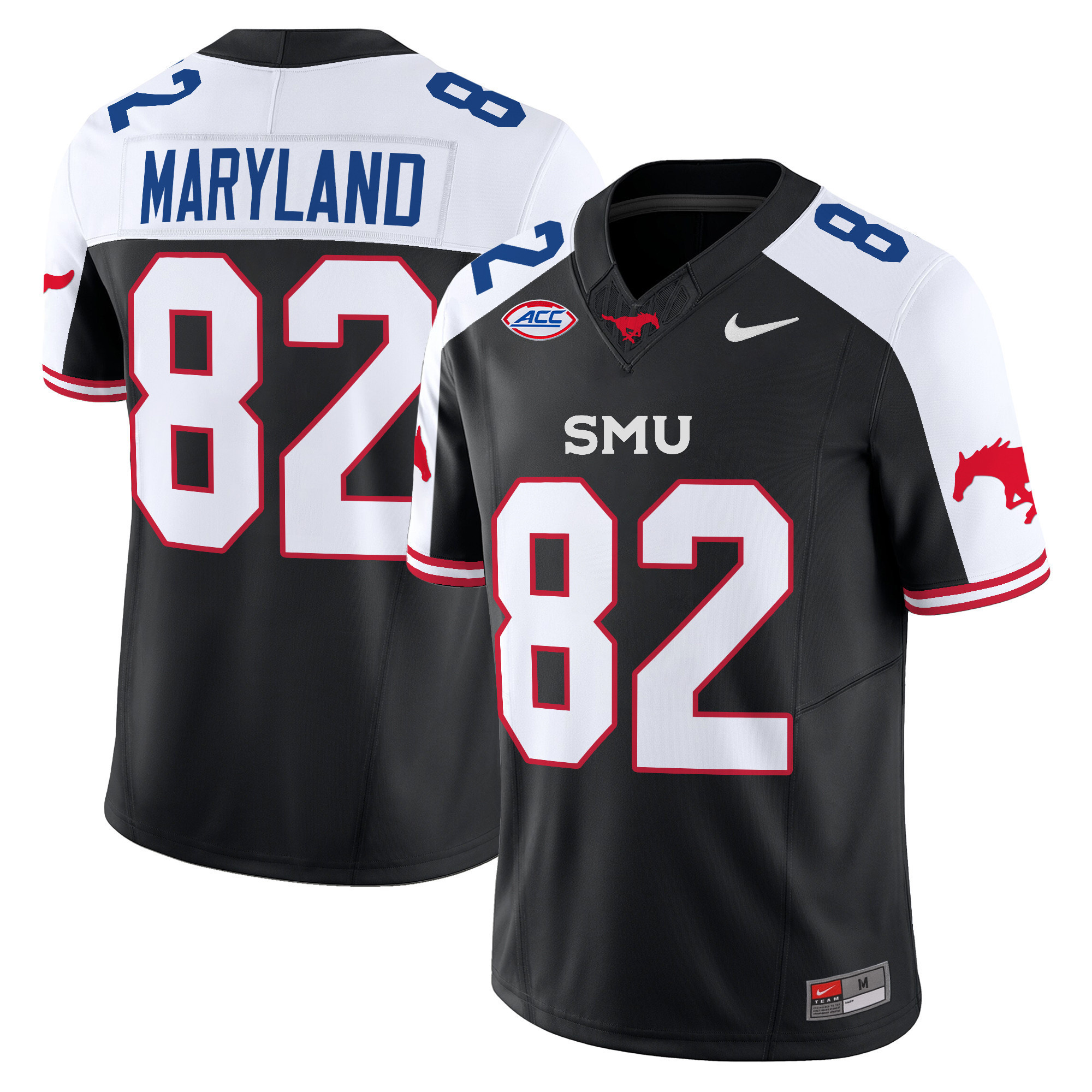 SMU Mustangs Icy Whites Vapor Limited  Football Jersey - All Stitched  BLACK ALTERNATE #82 RJ MARYLAND