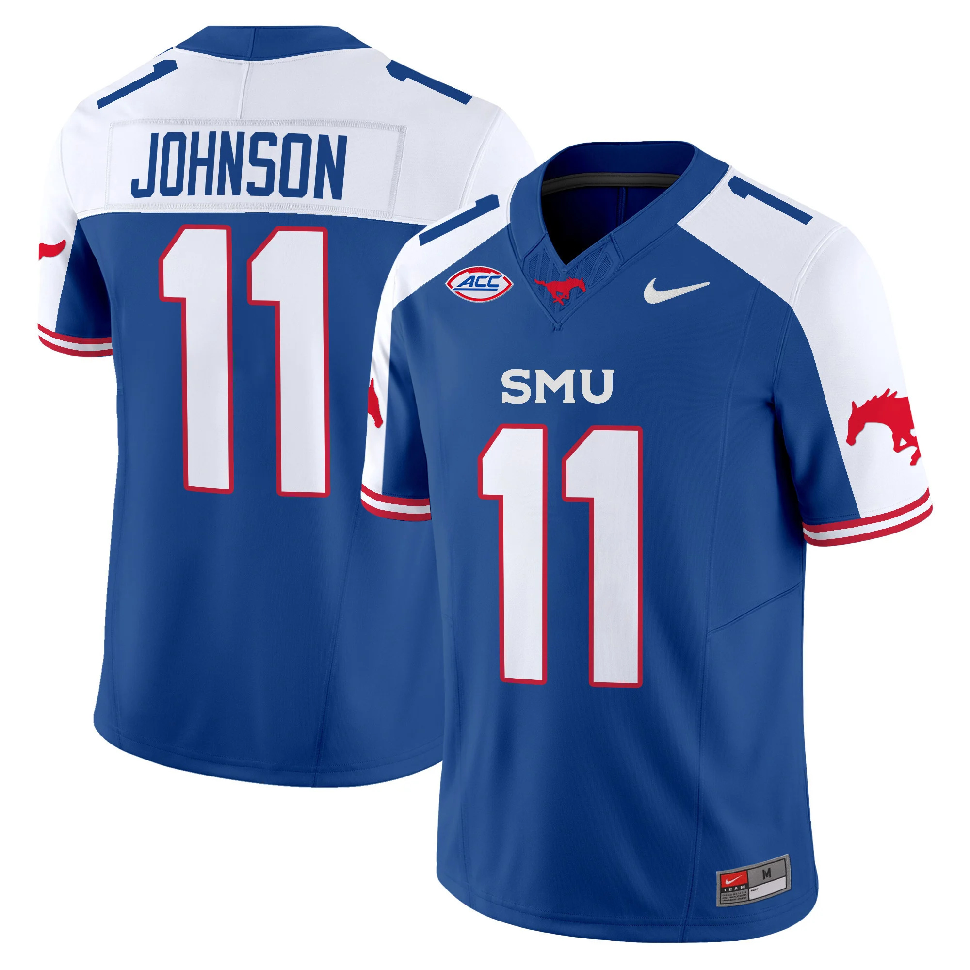 SMU Mustangs Icy Whites Vapor Limited  Football Jersey - All Stitched  Blue ALTERNATE #11 LJ JOHNSON JR.