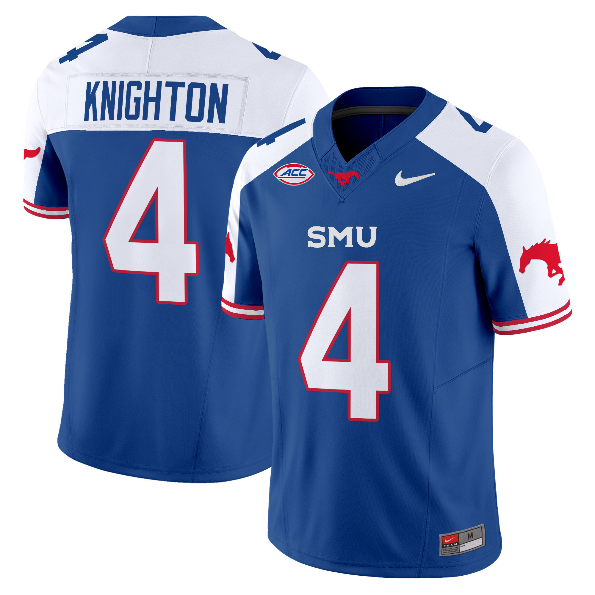 SMU Mustangs Icy Whites Vapor Limited  Football Jersey - All Stitched  Blue ALTERNATE #4 JAYLAN KNIGHTON