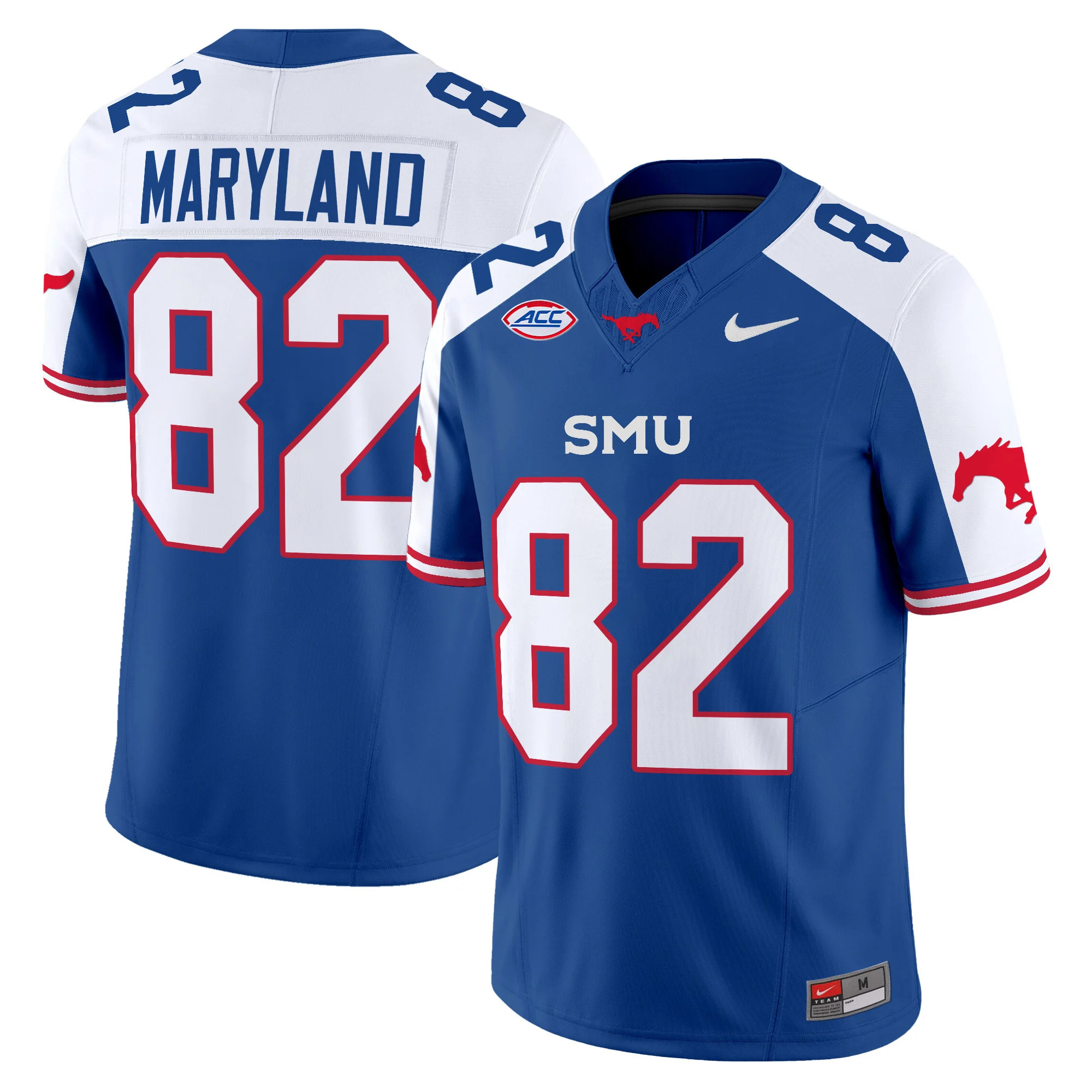 SMU Mustangs Icy Whites Vapor Limited  Football Jersey - All Stitched  Blue ALTERNATE #82 RJ MARYLAND