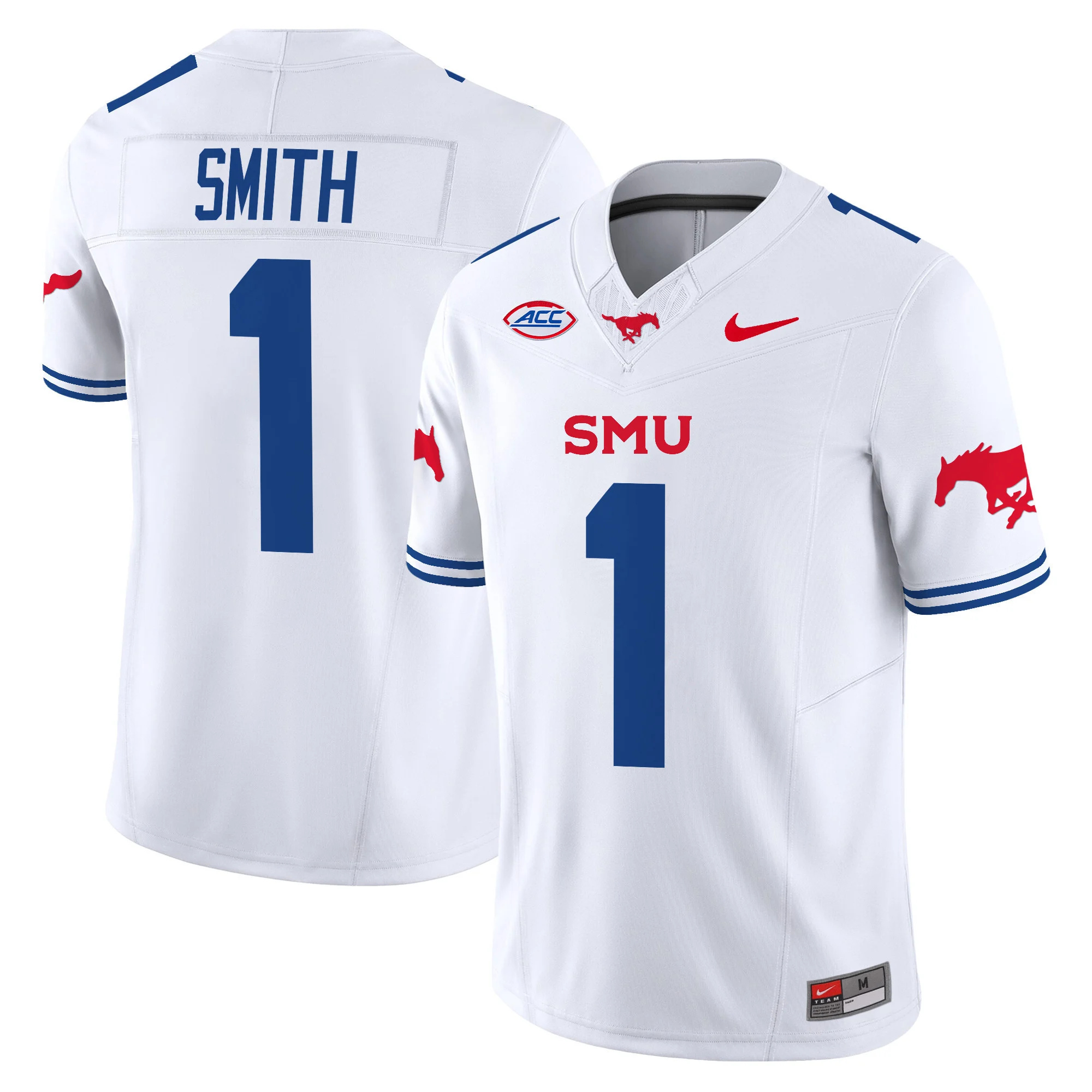 SMU Mustangs Icy Whites Vapor Limited  Football Jersey - All Stitched WHITE #1 BRASHARD SMITH