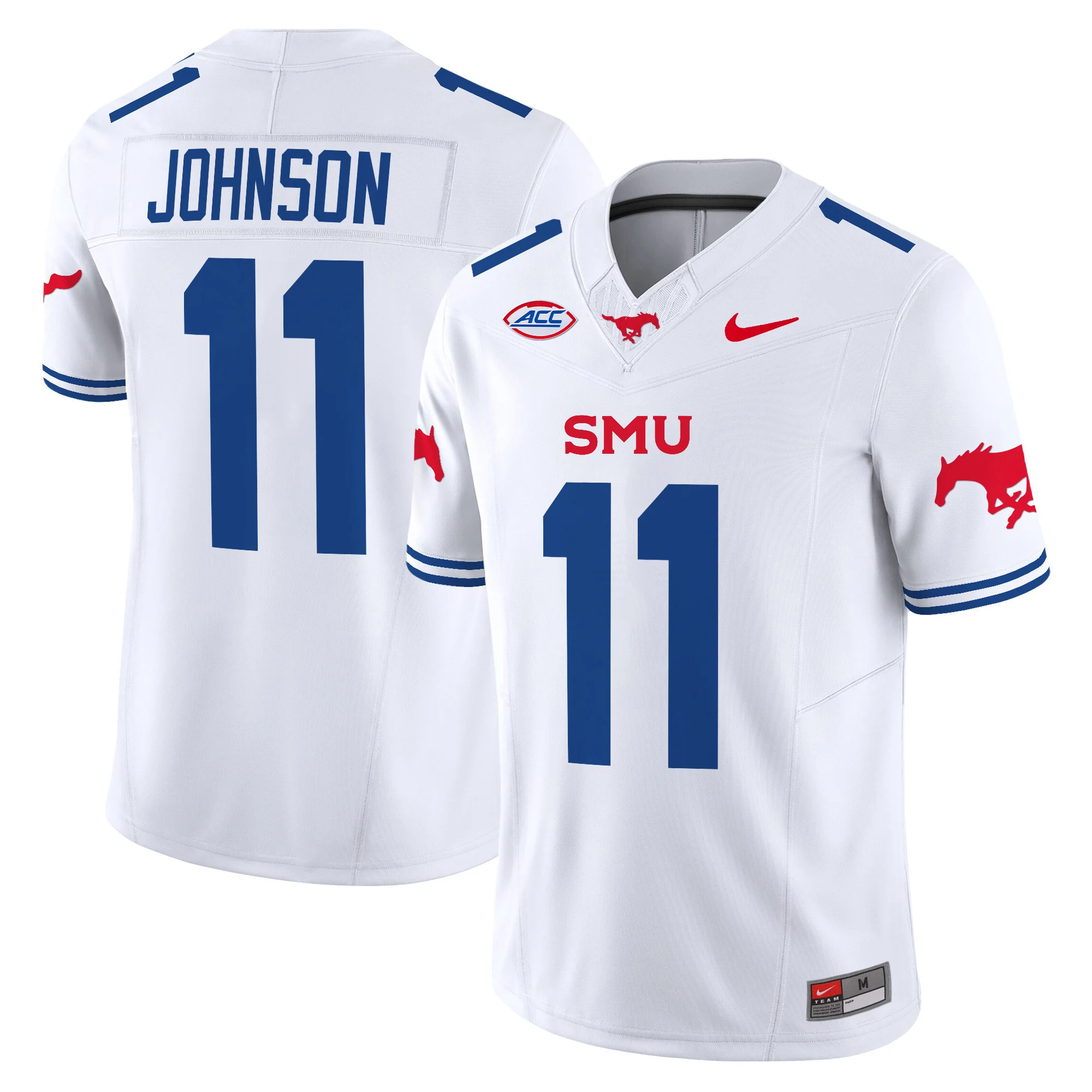 SMU Mustangs Icy Whites Vapor Limited  Football Jersey - All Stitched WHITE #11 LJ JOHNSON JR.