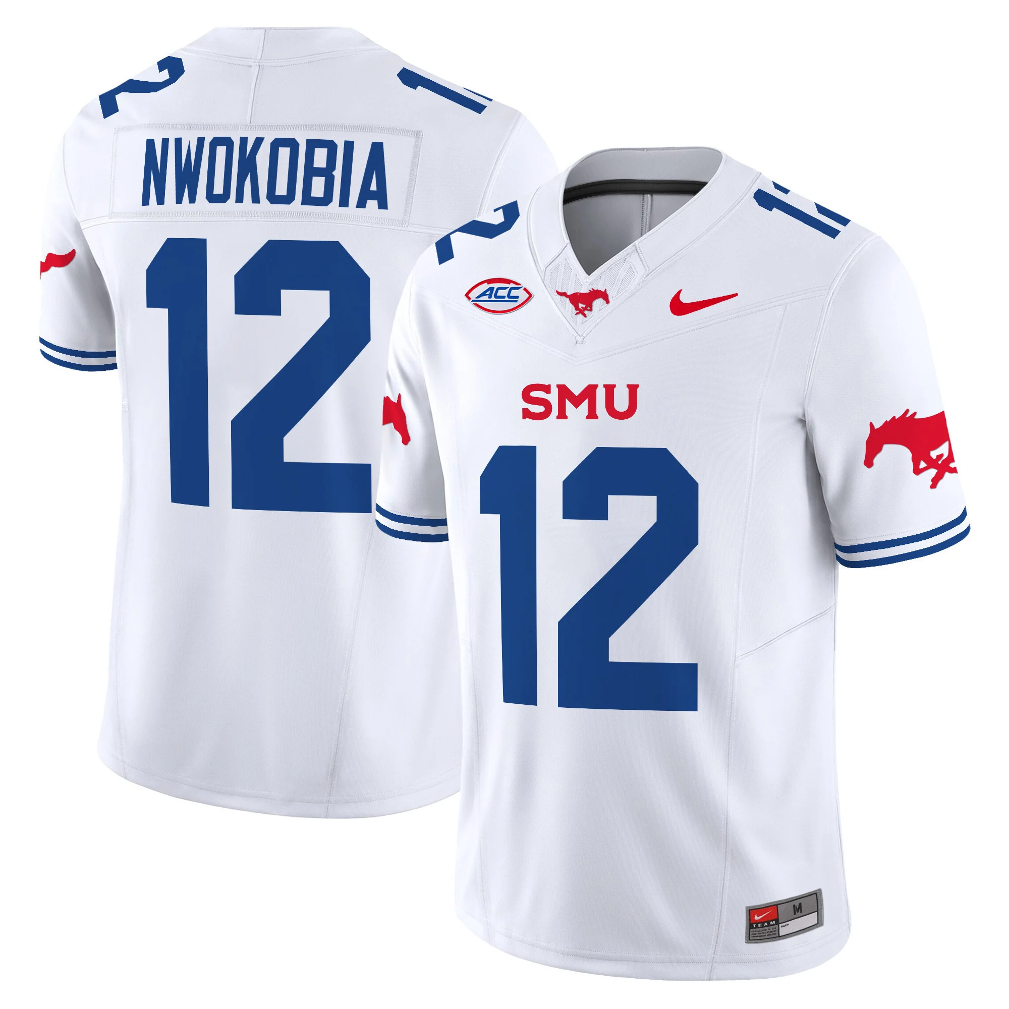 SMU Mustangs Icy Whites Vapor Limited  Football Jersey - All Stitched WHITE #12 ISAIAH NWOKOBIA