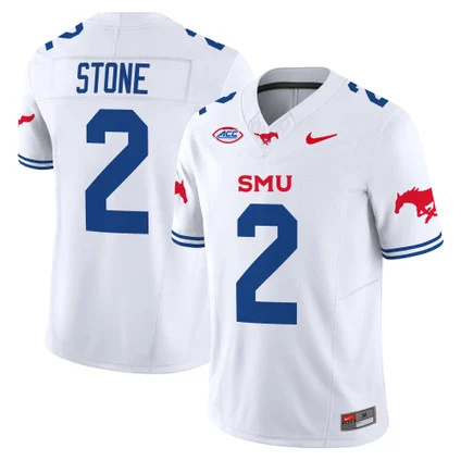 SMU Mustangs Icy Whites Vapor Limited  Football Jersey - All Stitched WHITE #2 PRESTON STONE
