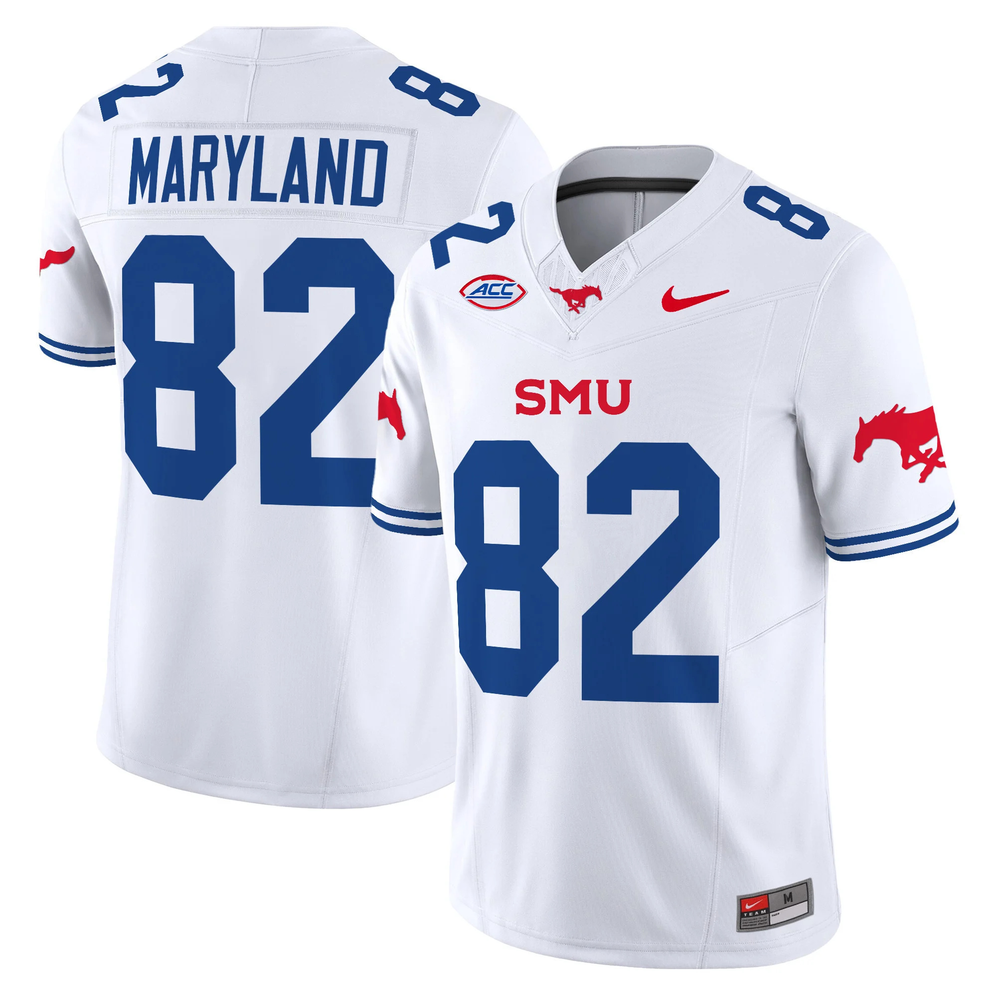 SMU Mustangs Icy Whites Vapor Limited  Football Jersey - All Stitched WHITE #82 RJ MARYLAND