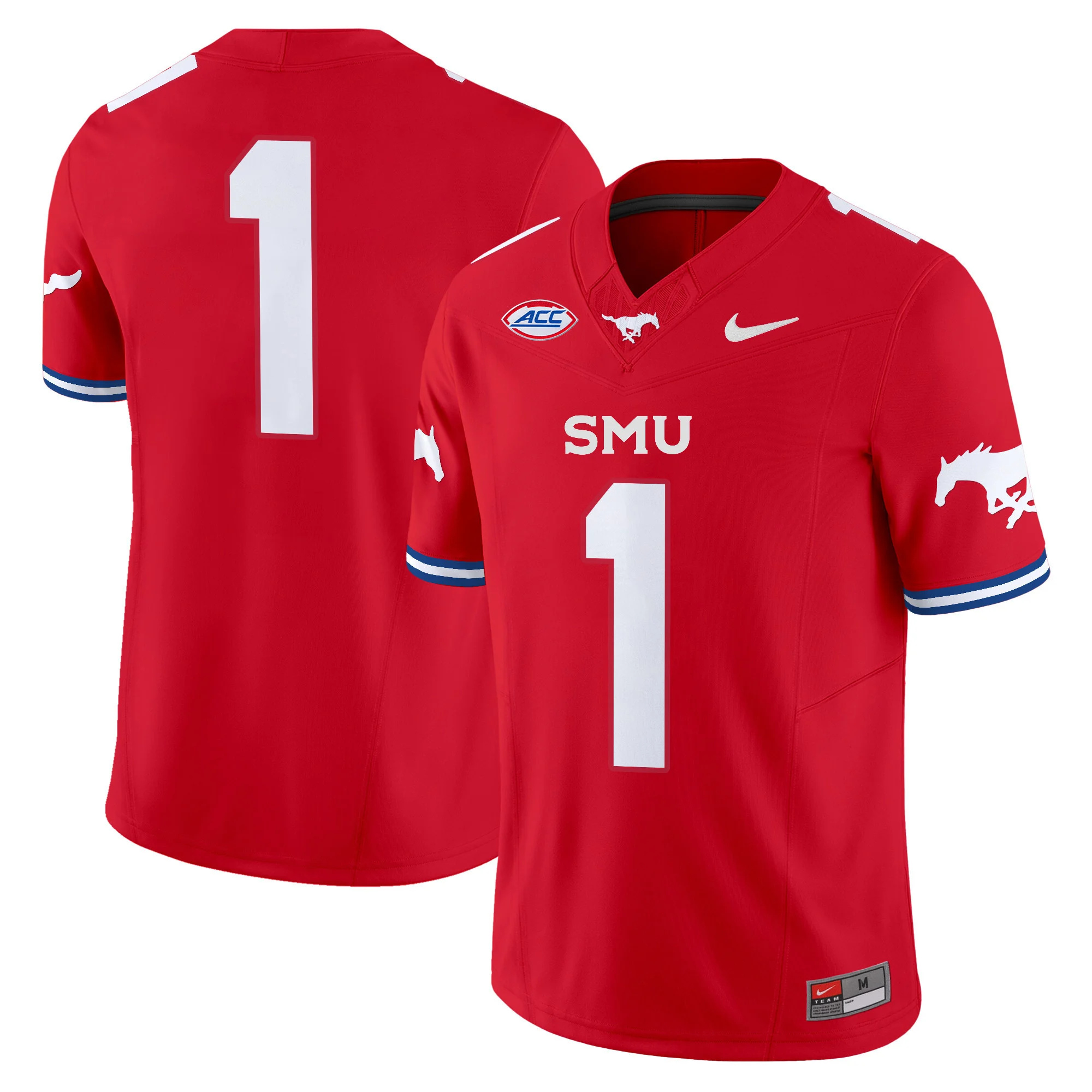 SMU Mustangs Icy Whites Vapor Limited  football Jersey - All Stitched  red #1 no  name