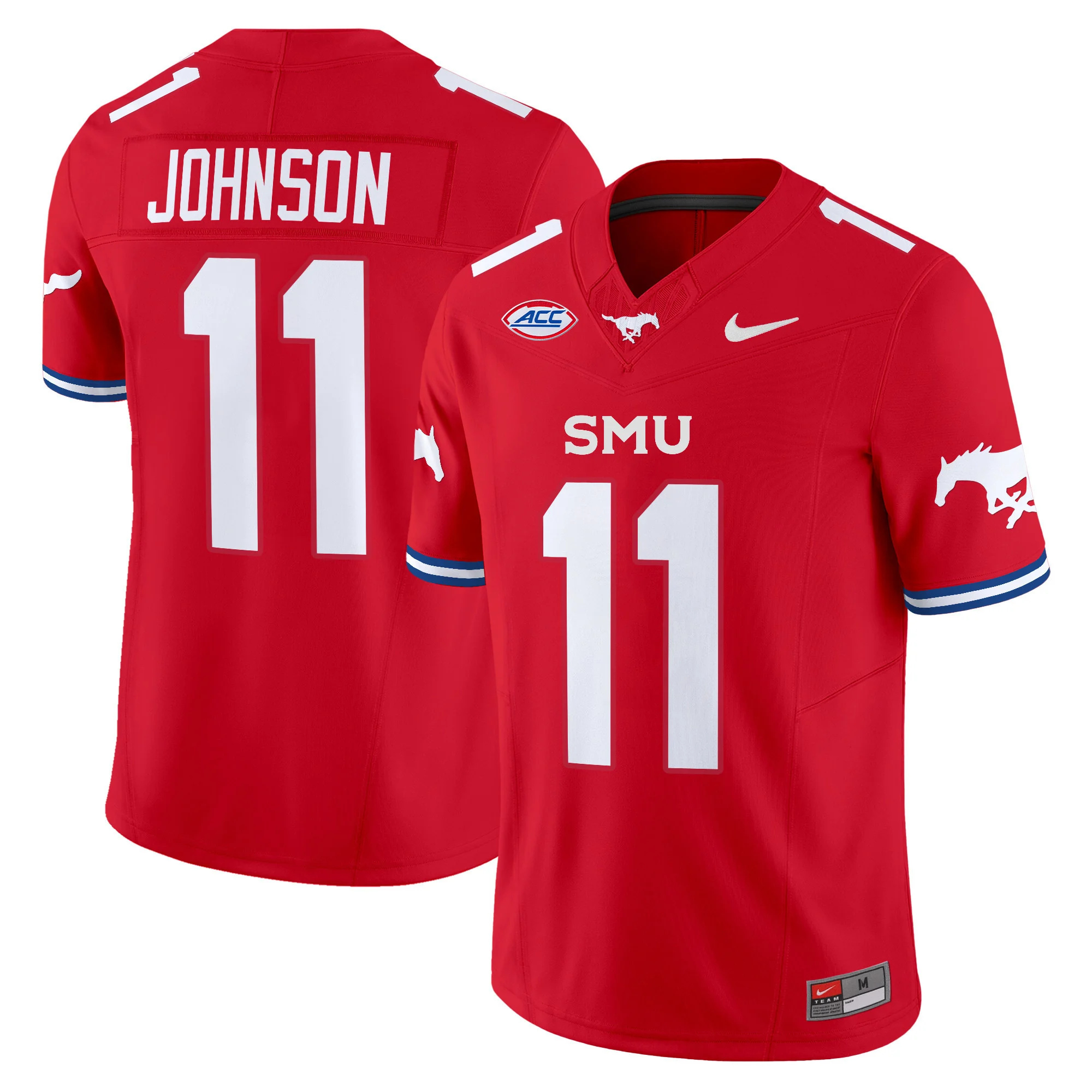 SMU Mustangs Icy Whites Vapor Limited  football Jersey - All Stitched  red #11 LJ JOHNSON JR.