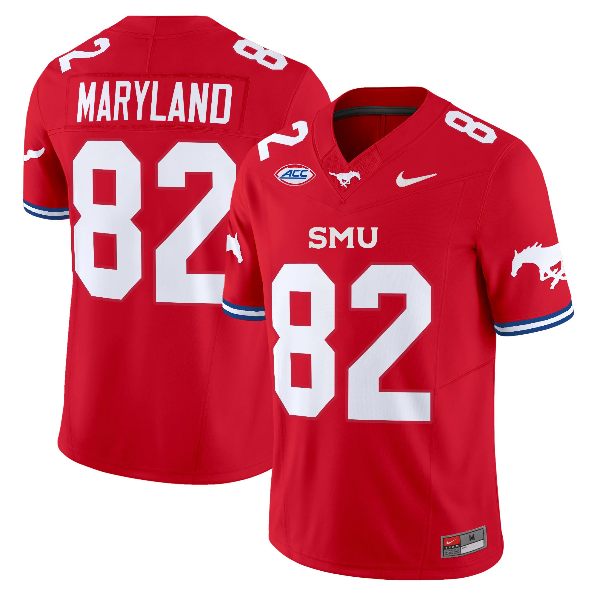 SMU Mustangs Icy Whites Vapor Limited  football Jersey - All Stitched  red #82 RJ MARYLAND