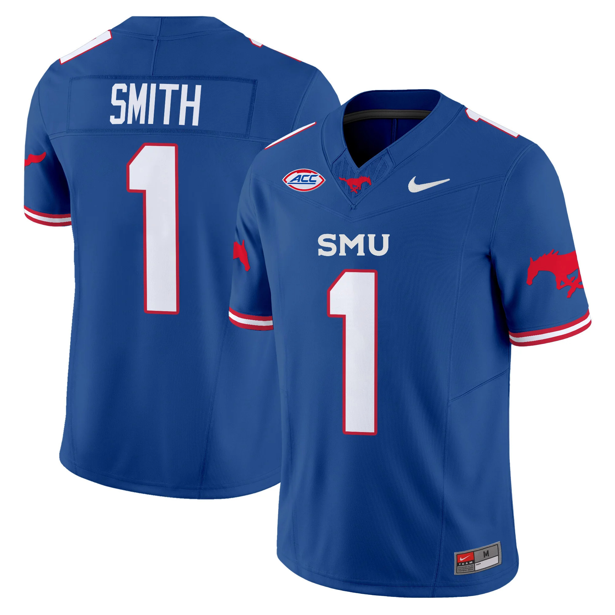 SMU Mustangs Icy Whites Vapor Limited  football Jersey - All Stitched blue #1 BRASHARD SMITH