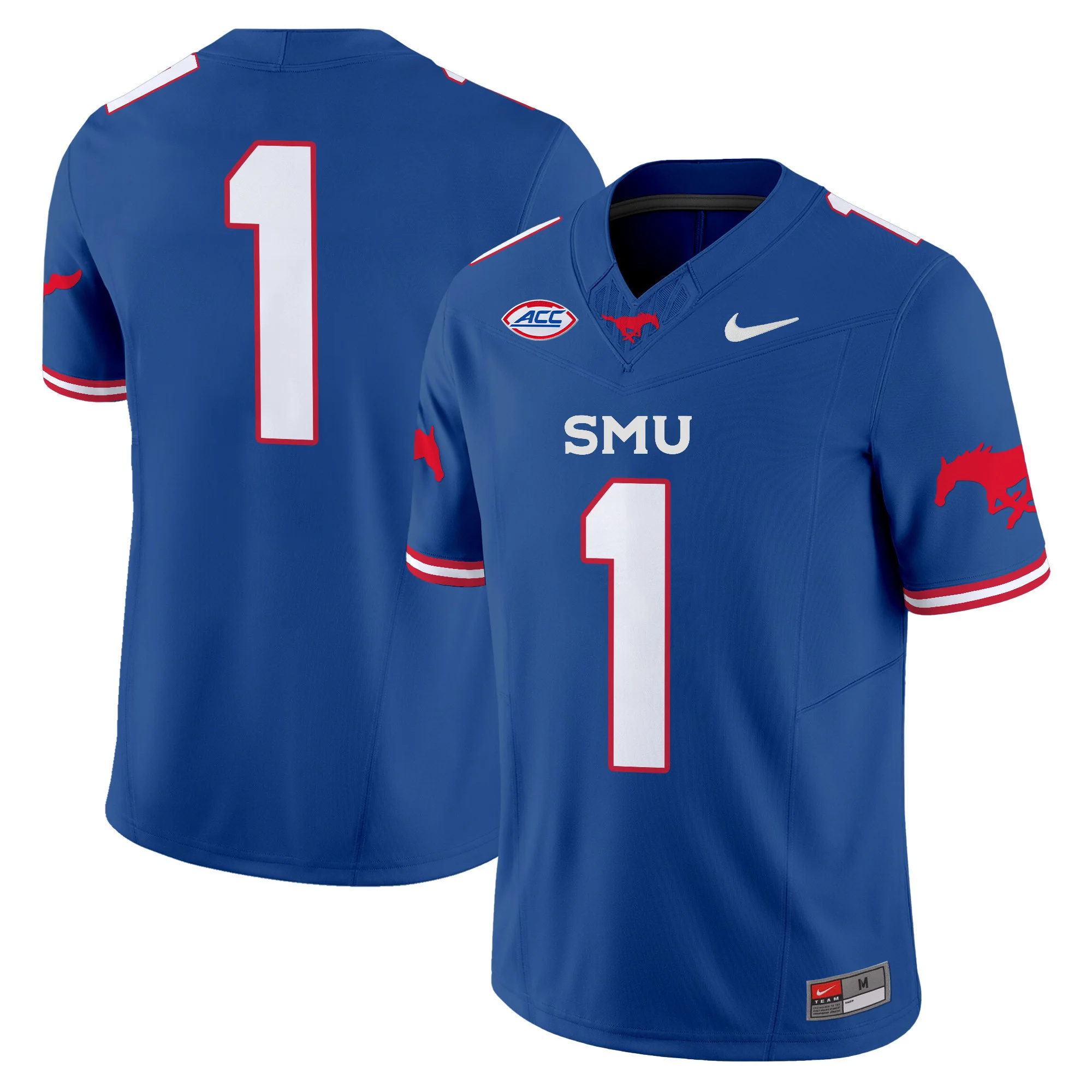 SMU Mustangs Icy Whites Vapor Limited  football Jersey - All Stitched blue #1 no  name