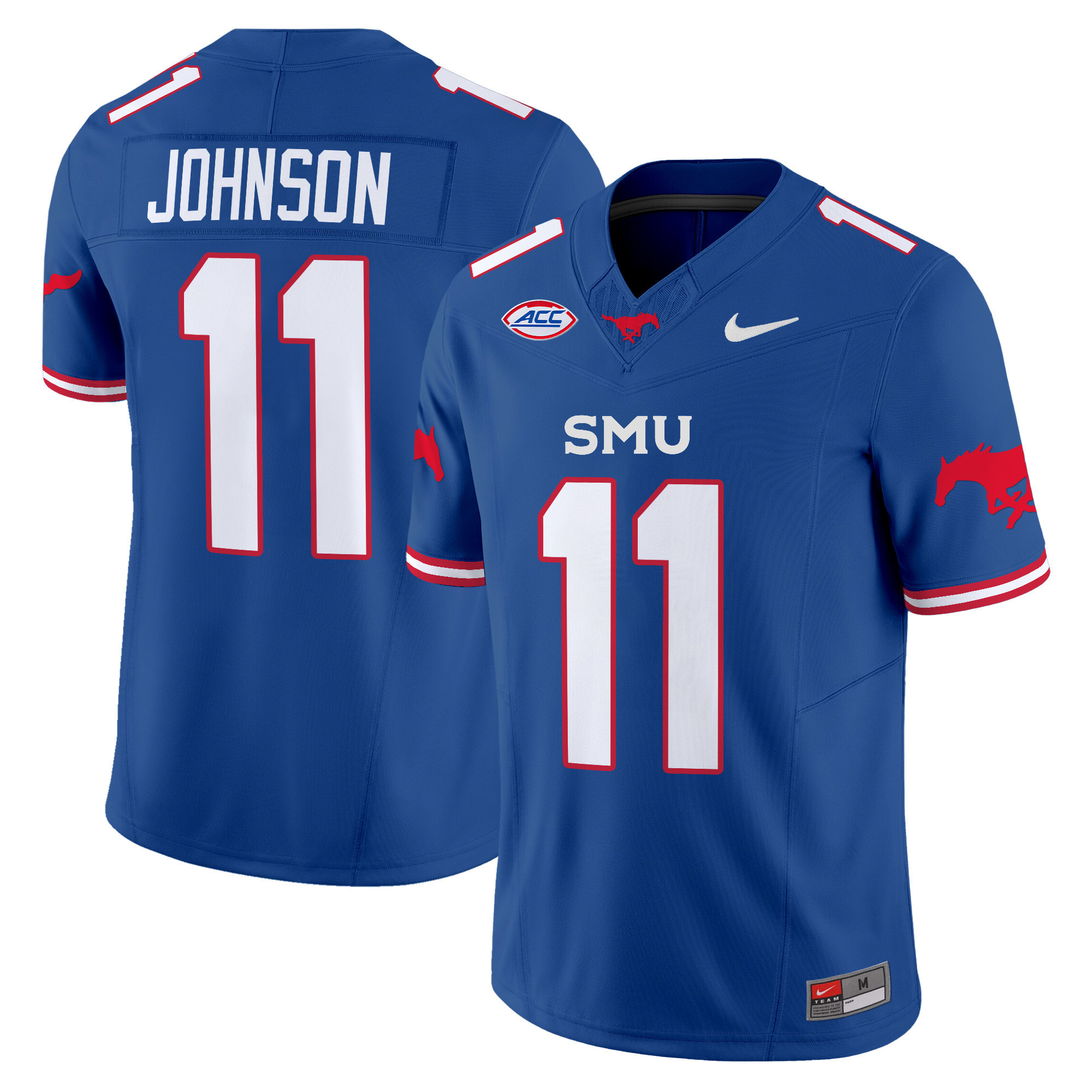 SMU Mustangs Icy Whites Vapor Limited  football Jersey - All Stitched blue #11 LJ JOHNSON JR.