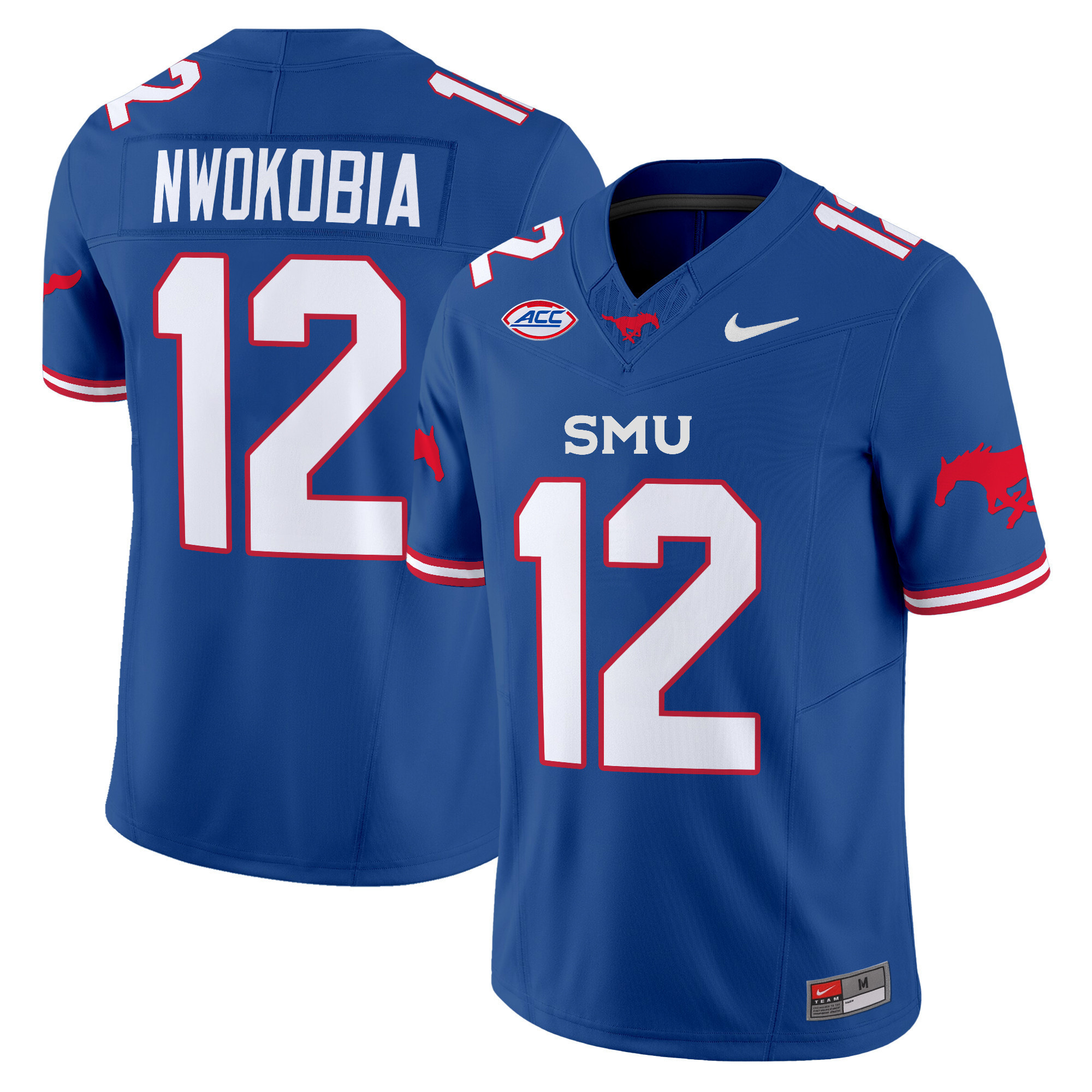 SMU Mustangs Icy Whites Vapor Limited  football Jersey - All Stitched blue #12 ISAIAH NWOKOBIA