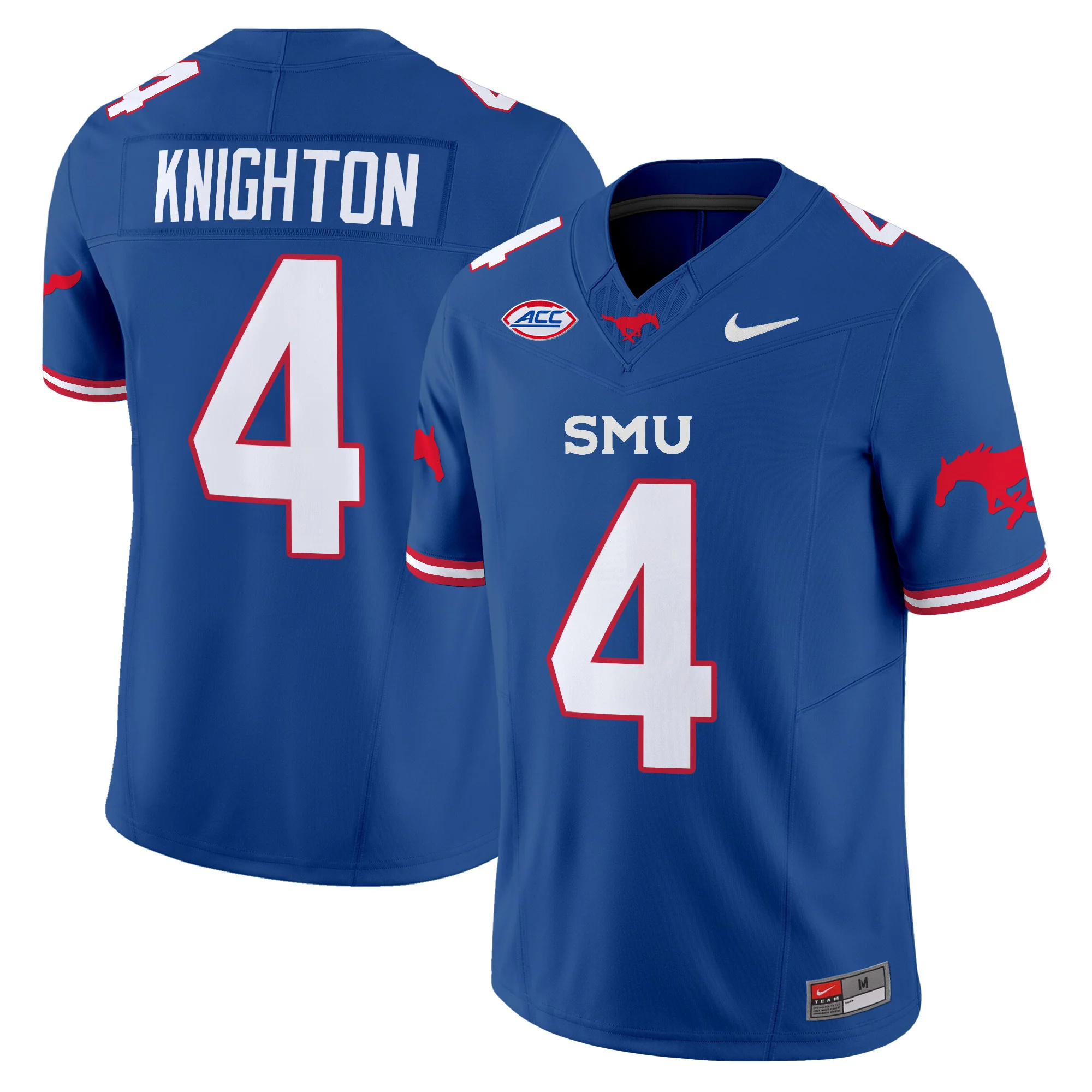 SMU Mustangs Icy Whites Vapor Limited  football Jersey - All Stitched blue #4 JAYLAN KNIGHTON