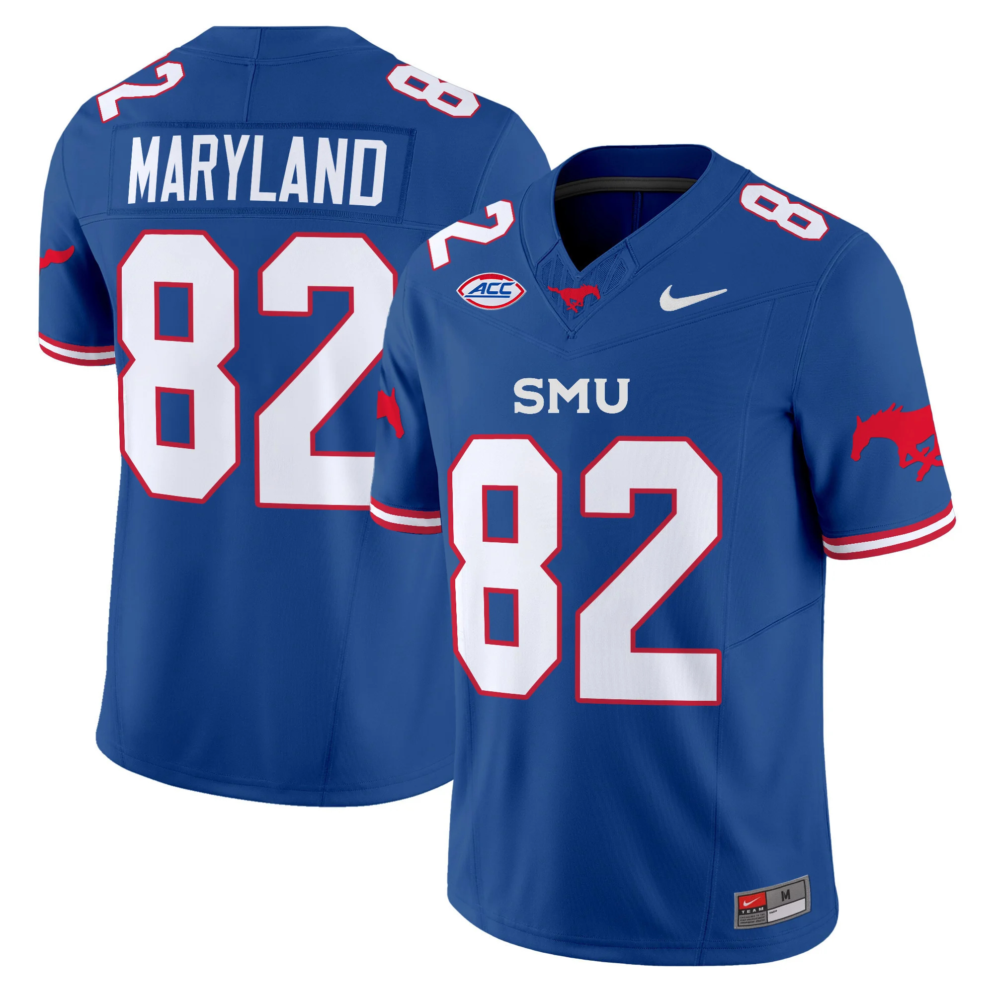 SMU Mustangs Icy Whites Vapor Limited  football Jersey - All Stitched blue #82 RJ MARYLAND