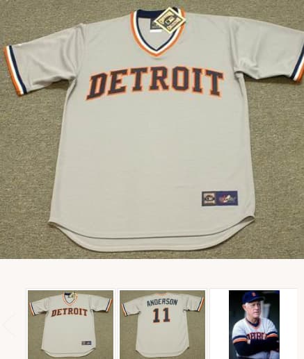 SPARKY ANDERSON Detroit Tigers 1984 Majestic Cooperstown Throwback Away Baseball Jersey