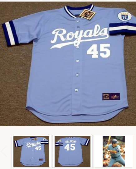 STEVE BALBONI Kansas City Royals 1985 Majestic Cooperstown Away Baseball Jersey