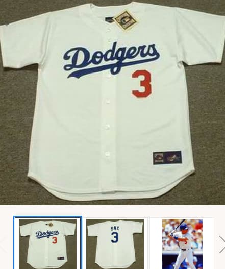 STEVE SAX Los Angeles Dodgers 1988 Majestic Cooperstown Throwback Home Jersey