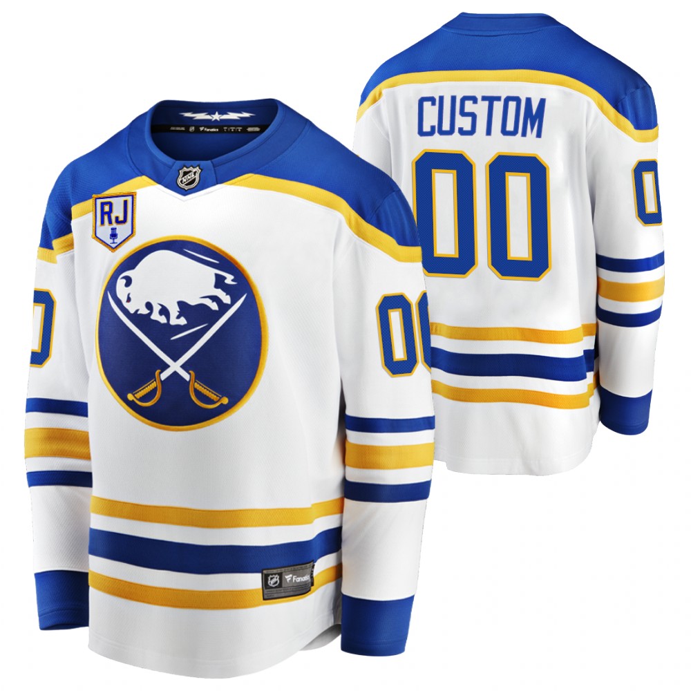 Sabres #00 Custom White 2022 Honor Rick Jeanneret patch Jersey