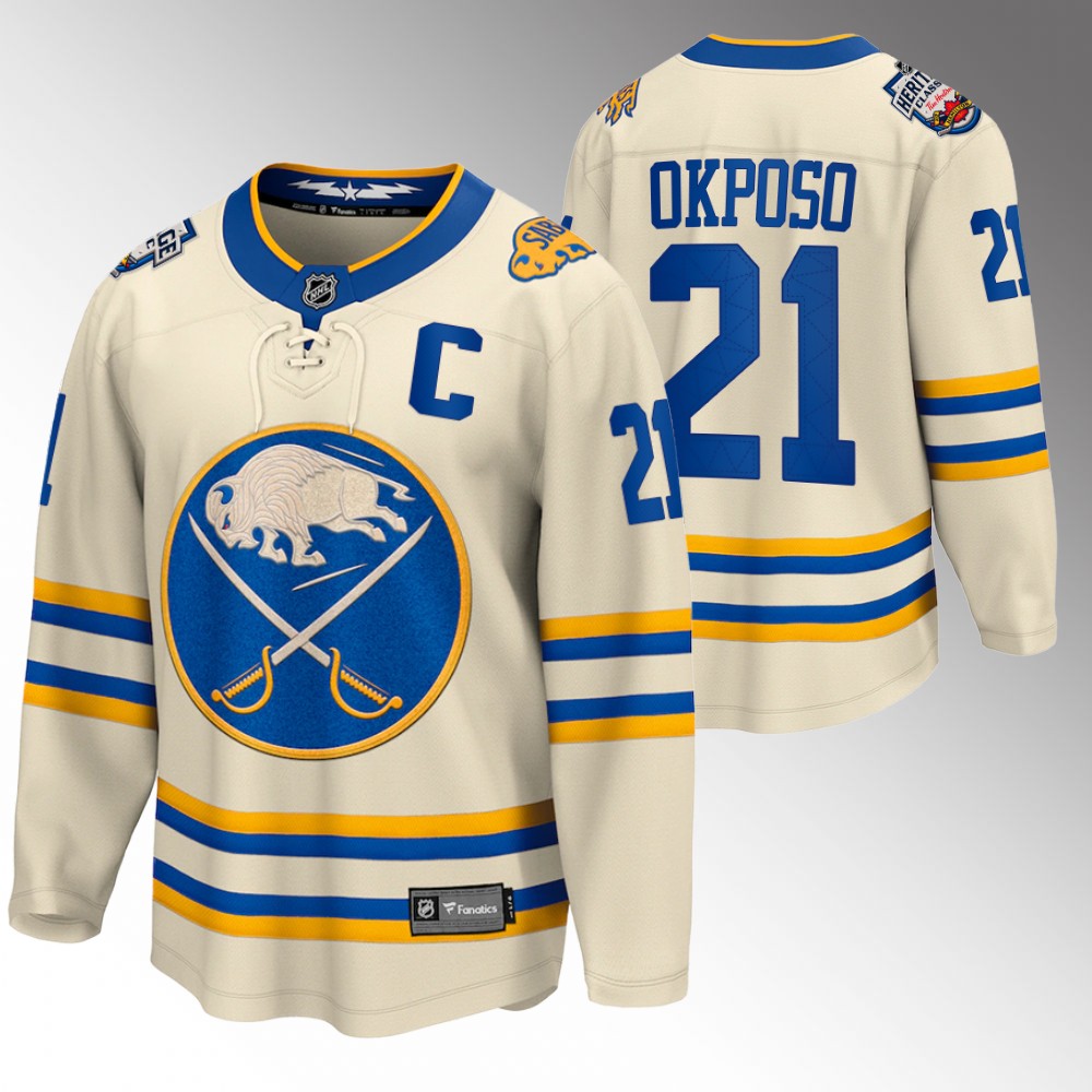 Sabres #21 Kyle Okposo Cream 2022 Heritage Classic Jersey