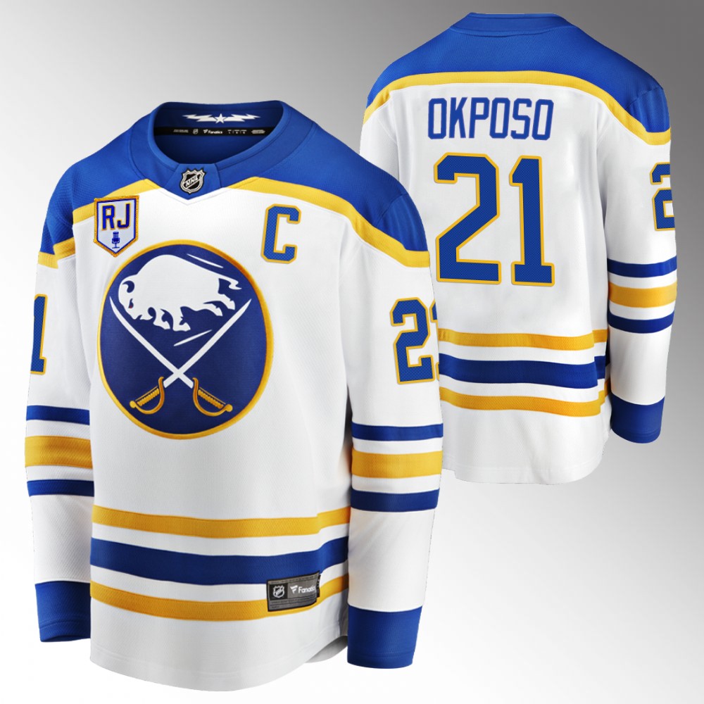 Sabres #21 Kyle Okposo White Captain Patch Jersey
