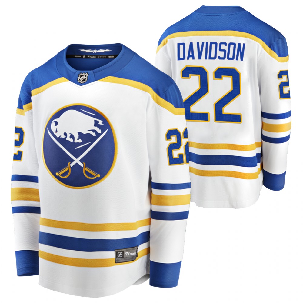 Sabres #22 Brandon Davidson White 2020-21 Away Jersey