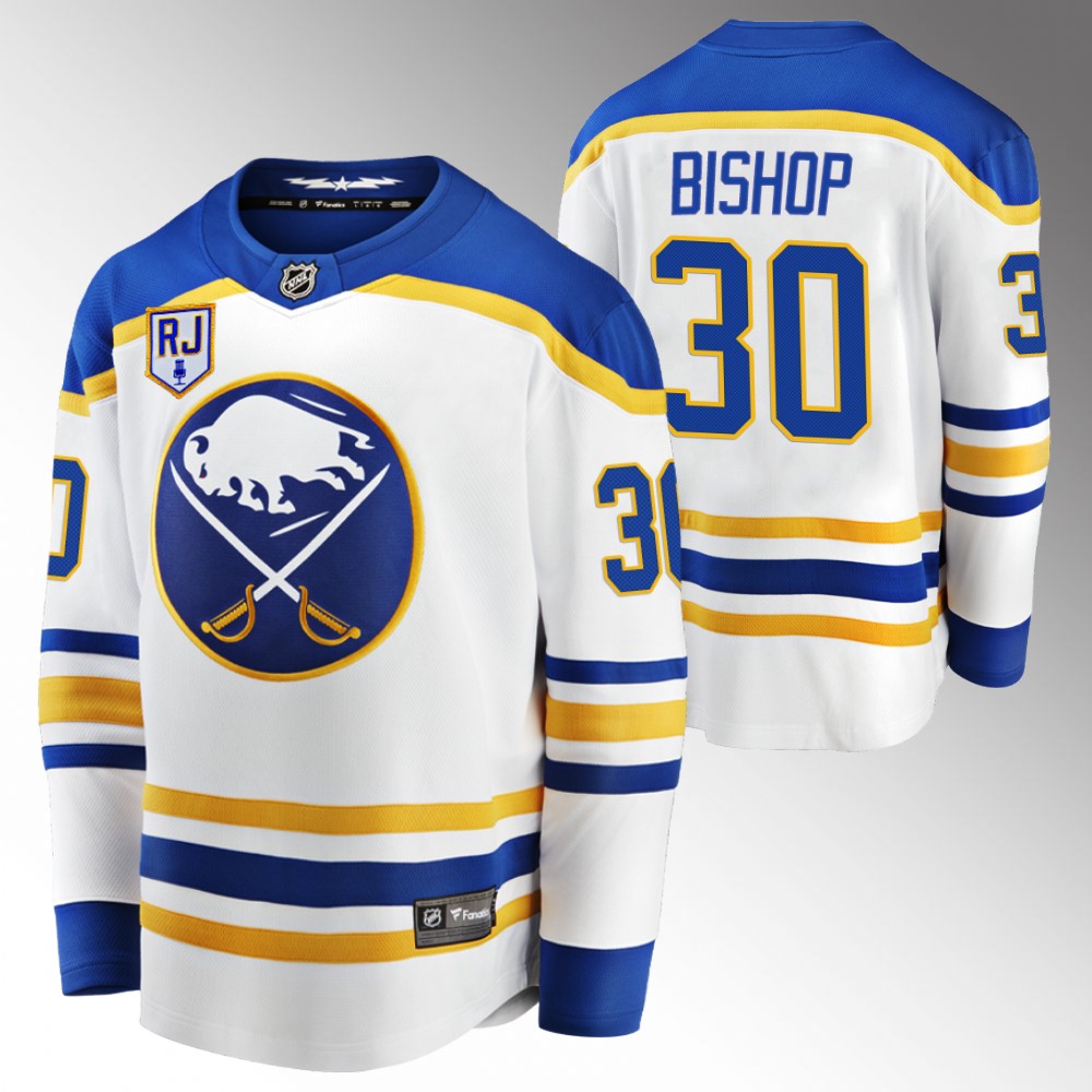 Sabres #30 Ben Bishop White 2022 Away Jersey