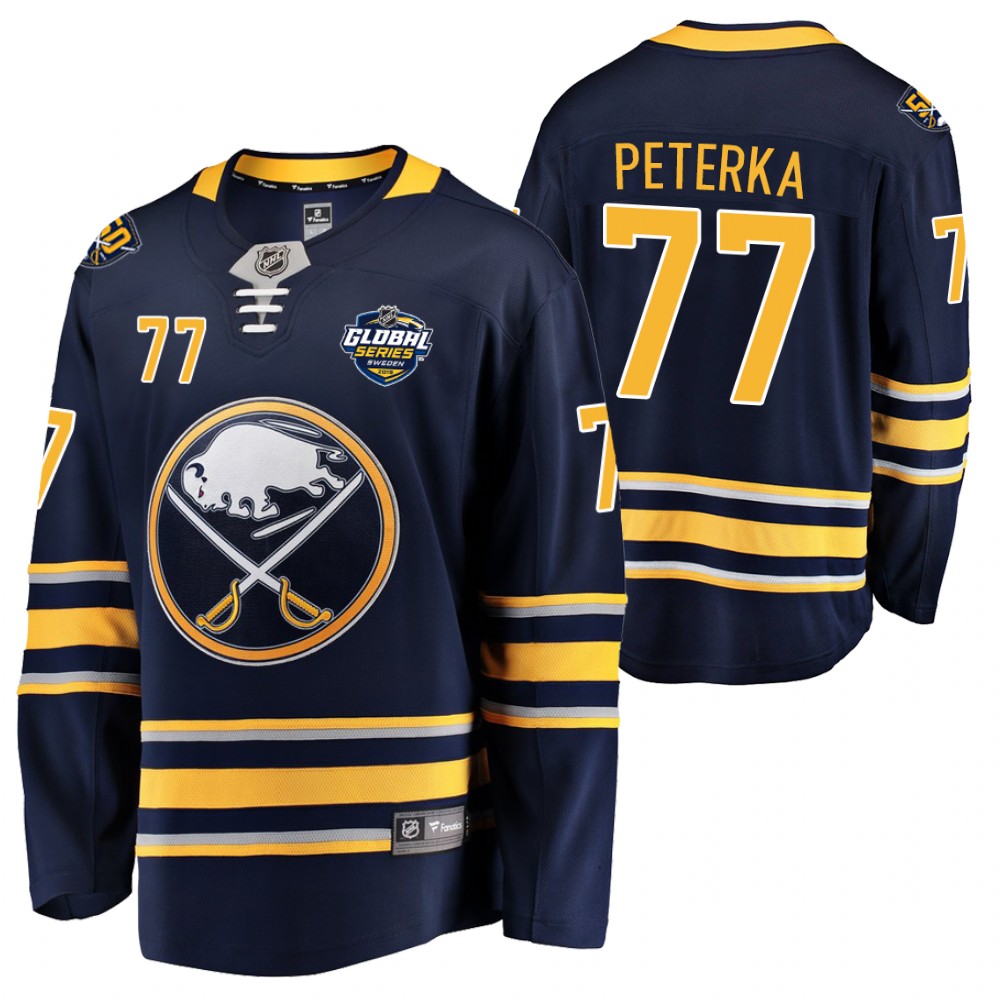 Sabres #77 John-Jason Peterka Navy Global Series Jersey