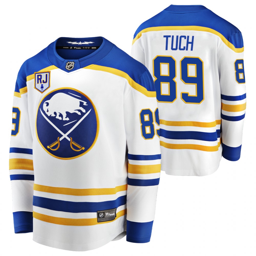 Sabres #89 Alex Tuch White 2022 Honor Rick Jeanneret patch Jersey