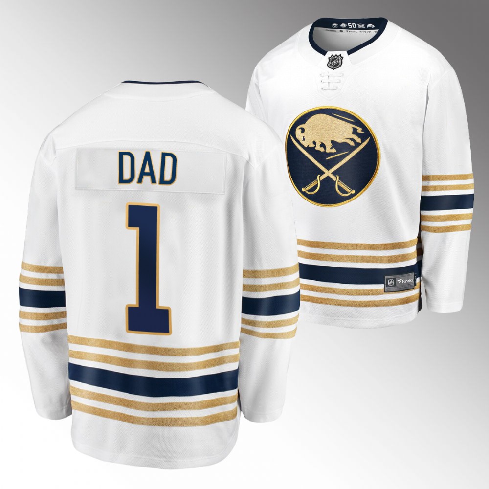 Sabres 2022 Fathers Day Gift White Jersey NO.1 Dad