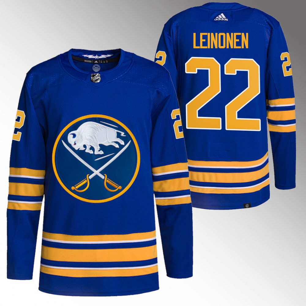 Sabres 2022 NHL Draft Topias Leinonen Royal Jersey Authentic Primegreen Home