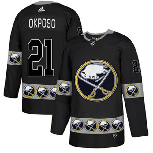 Sabres 21 Kyle Okposo Black Team Logos Fashion Adidas Jersey
