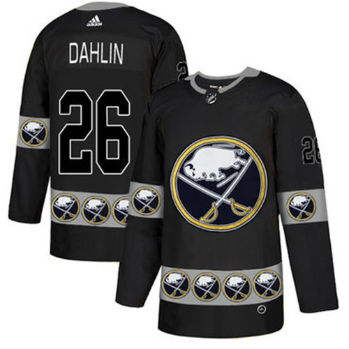 Sabres 26 Rasmus Dahlin Black Team Logos Fashion Adidas Jersey
