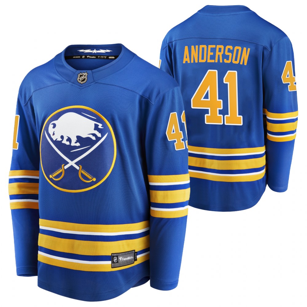 Sabres Craig Anderson Jersey Home Royal Player Men