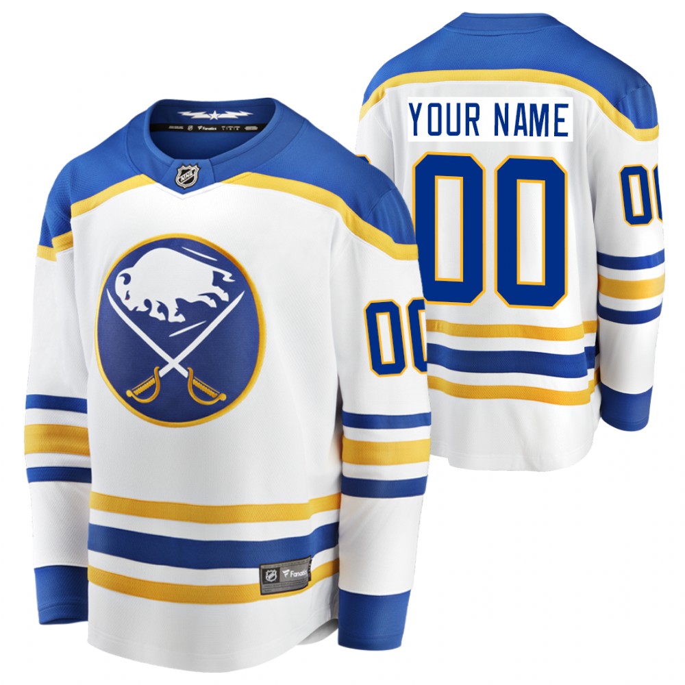 Sabres Custom Jersey Away White Breakaway Player Men's