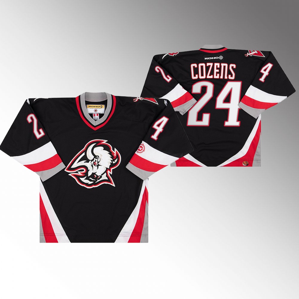 Sabres Dylan Cozens Black Primary Goathead Logo Throwback Jersey