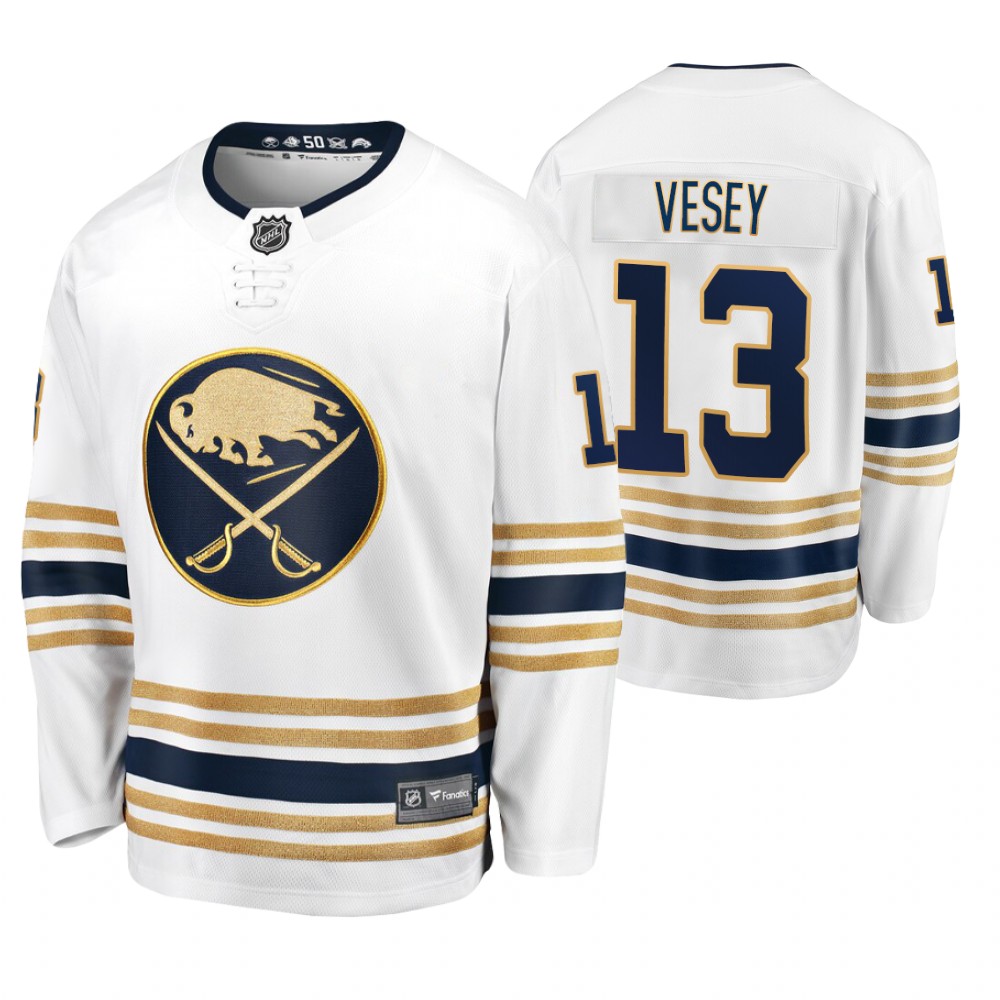 Sabres Jimmy Vesey White 50th Season Men's Premier Breakaway Jersey