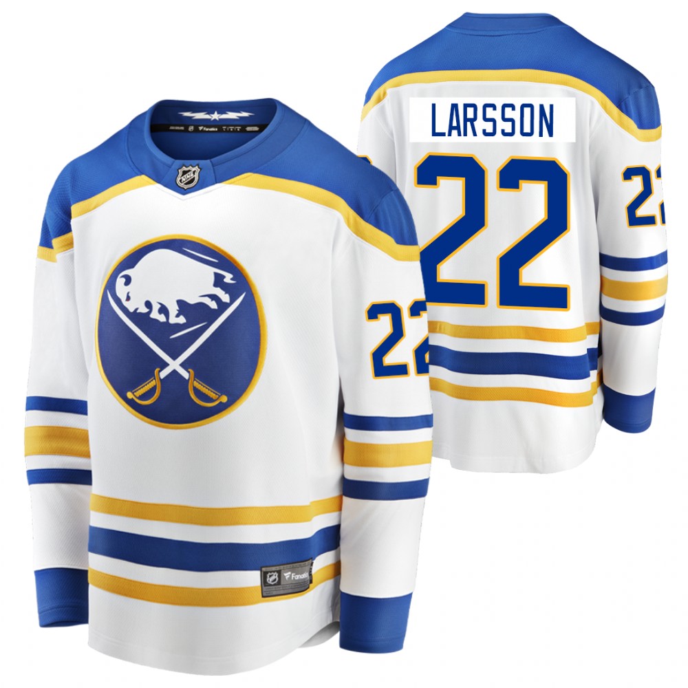 Sabres Johan Larsson Jersey Away White Breakaway Player Men's