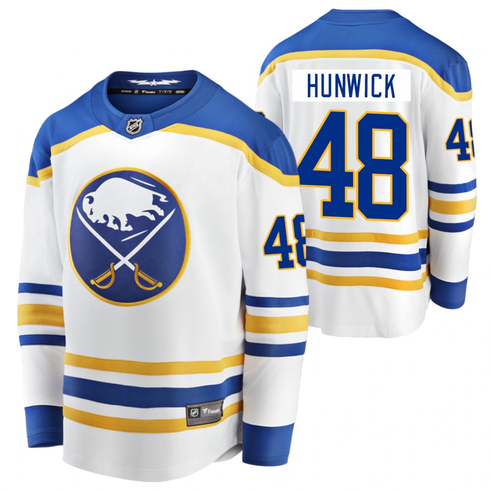 Sabres Matt Hunwick Jersey Away White Breakaway Player Men's
