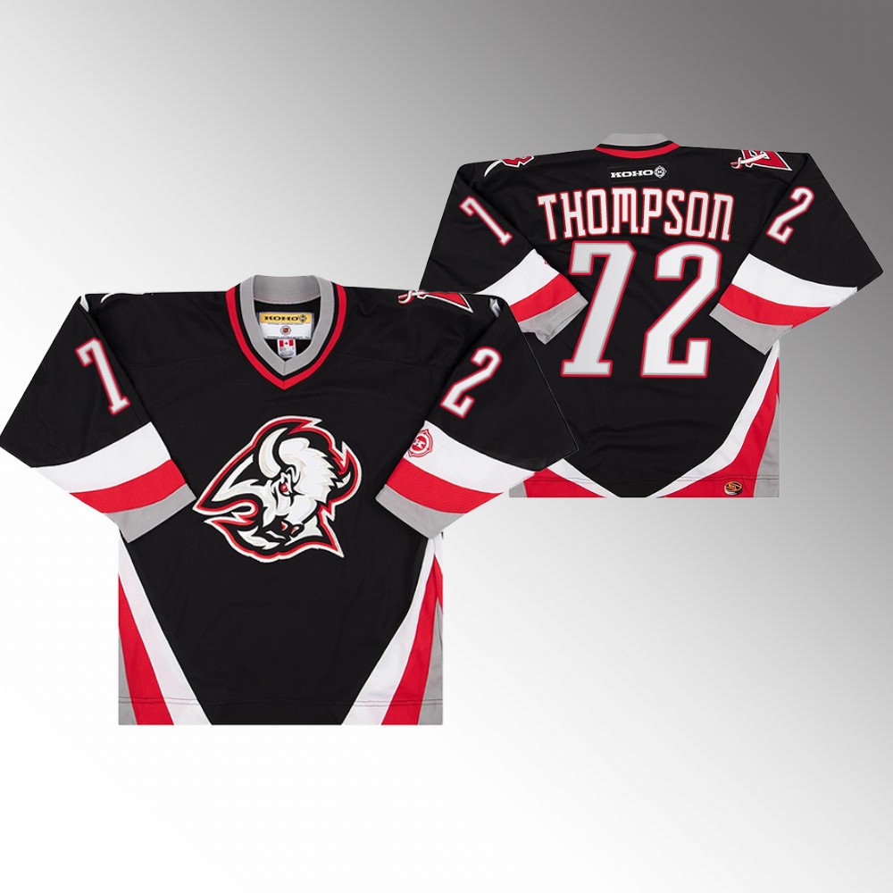 Sabres Tage Thompson Black Primary Goathead Logo Throwback Jersey