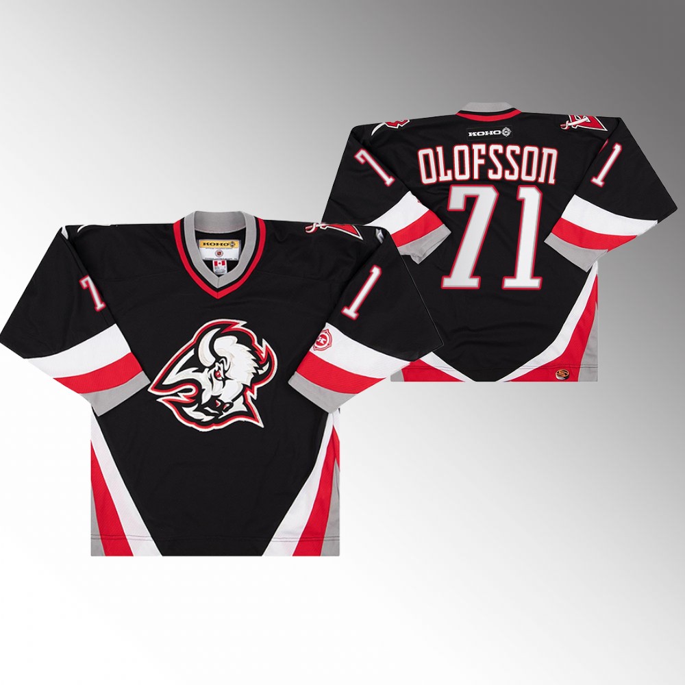 Sabres Victor Olofsson Black Primary Goathead Logo Throwback Jersey