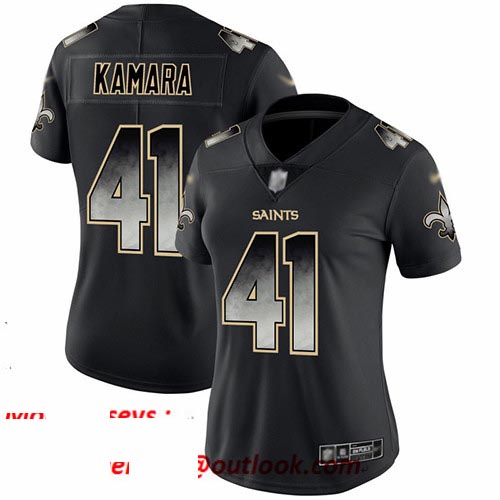 Saints #41 Alvin Kamara Black Women's Stitched Football Vapor Untouchable Limited Smoke Fashion Jersey