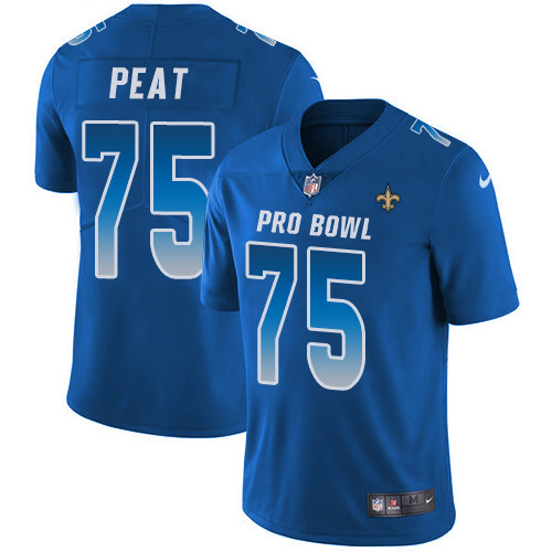 Saints #75 Andrus Peat Royal Youth Stitched Football Limited NFC 2019 Pro Bowl Jersey