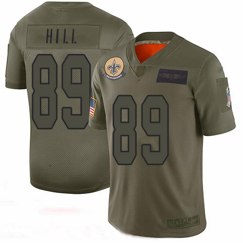 Saints #89 Josh Hill Camo Men's Stitched Football Limited 2019 Salute To Service Jersey