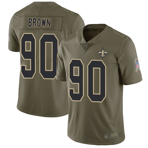 Saints #90 Malcom Brown Olive Men's Stitched Football Limited 2017 Salute To Service Jersey
