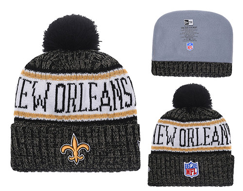 Saints 2018 NFL Sideline Graphite Knit Hat With Pom YD