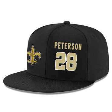 Saints 28 Adrian Peterson Black Adjustable Hat