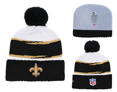 Saints Fresh Logo Black Pom Knit Hat YD