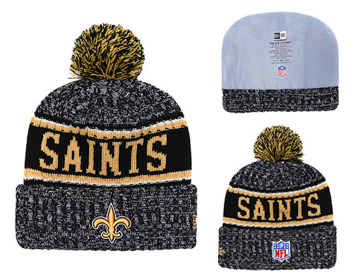 Saints Fresh Logo Black Pom Knit Hat YD